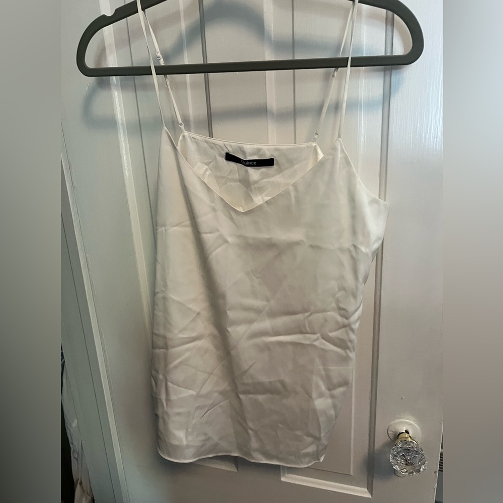 New Quince silk tank top in cream/white